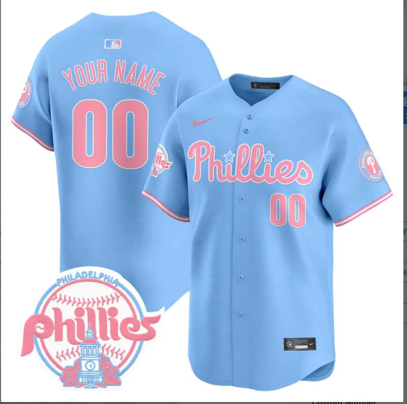 Men Philadelphia Phillies Custom blue 2024 MLB jersey->customized nfl jersey->Custom Jersey